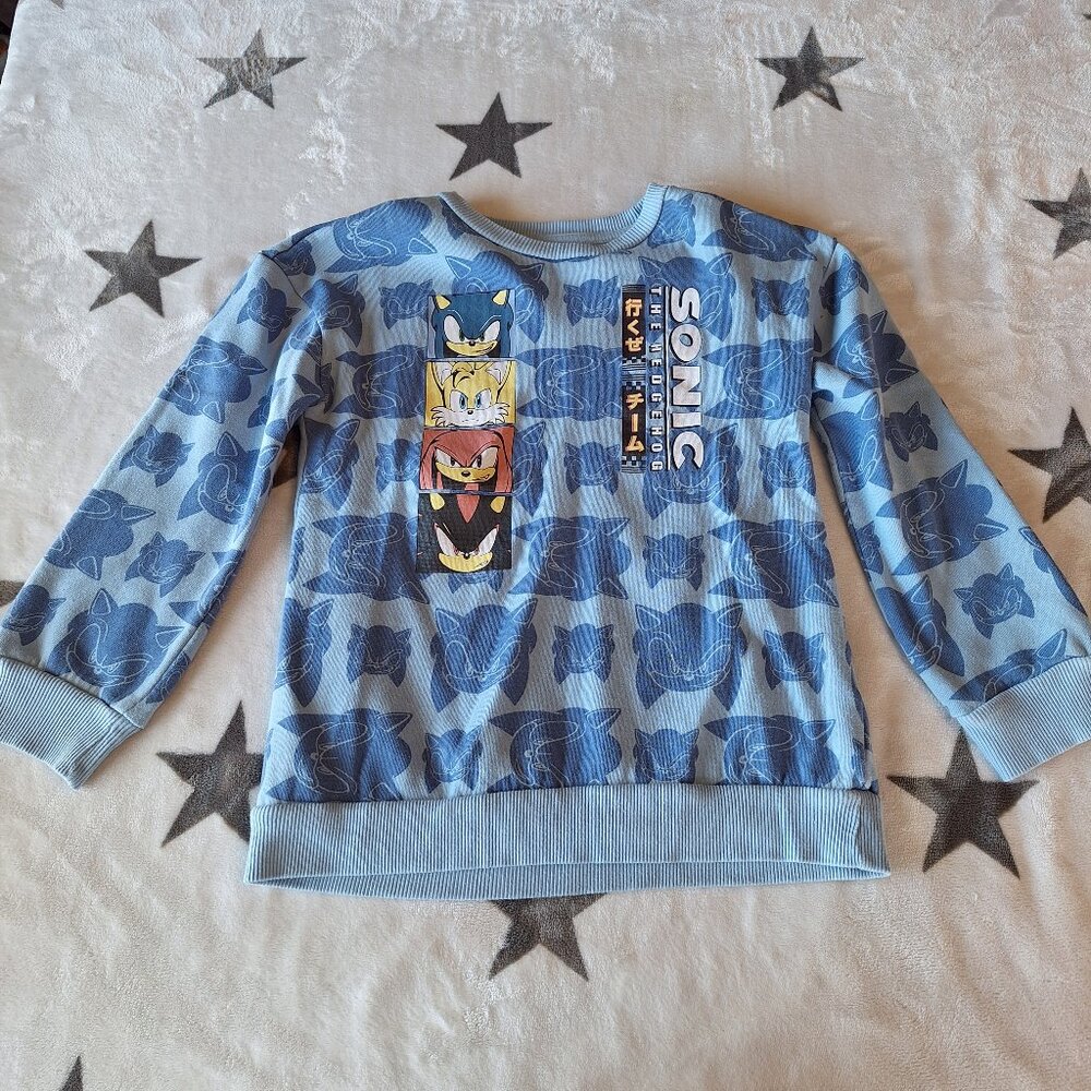 Sonic The Hedgehog Youth Size M Blue Crewneck Sweatshirt Top Video Games Gamer